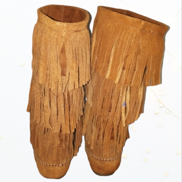 Lauren Conrad Fringe Knee High Boots, Camel. Sz. 10 - Picture 4 of 12